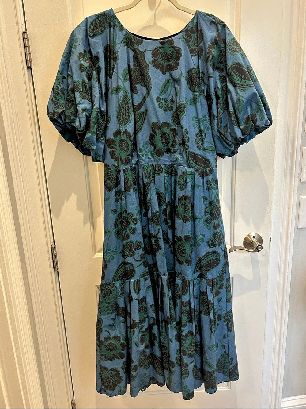Corey Lynn Calter Floral Midi Dress in Blue & Green Size Large